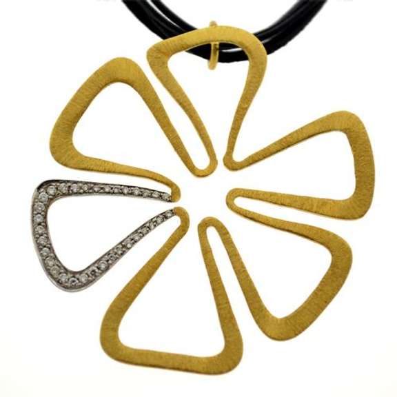 Designer 18K Flower Necklace with 0.30 Ct. Natural Diamonds
