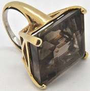 Huge Eye Catching 75cttw smokey quartz ring, 14kt gold
