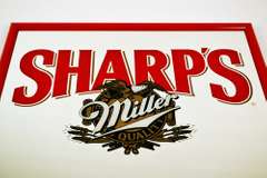 Collectible Framed in Red Sharp's Miller Ad Advertising Mirror