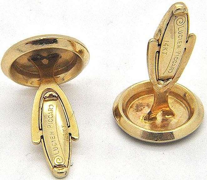 Gents Elegant Lucien Piccard Garnet Accented Cufflinks