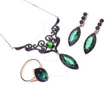 SPLENDID ELEGANT SET OF ELABORATE 925 SILVER JEWELRY