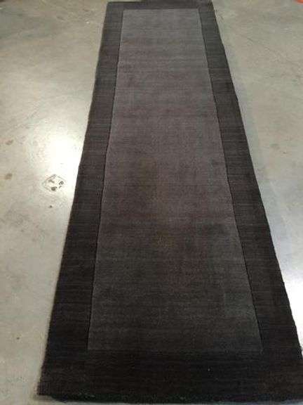 Solid Two Tone Design Hand Made & Carved Wool 9 Ft Runner