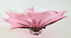 Vintage 24 Inch Blown Art Glass Bowl Centerpiece