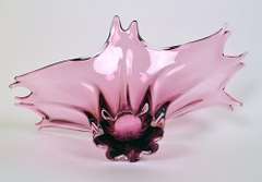 Vintage 24 Inch Blown Art Glass Bowl Centerpiece