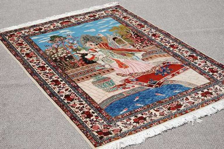 Splendid And Enchanting Fine Persian Sarouk Pictorial 4.5x6.5