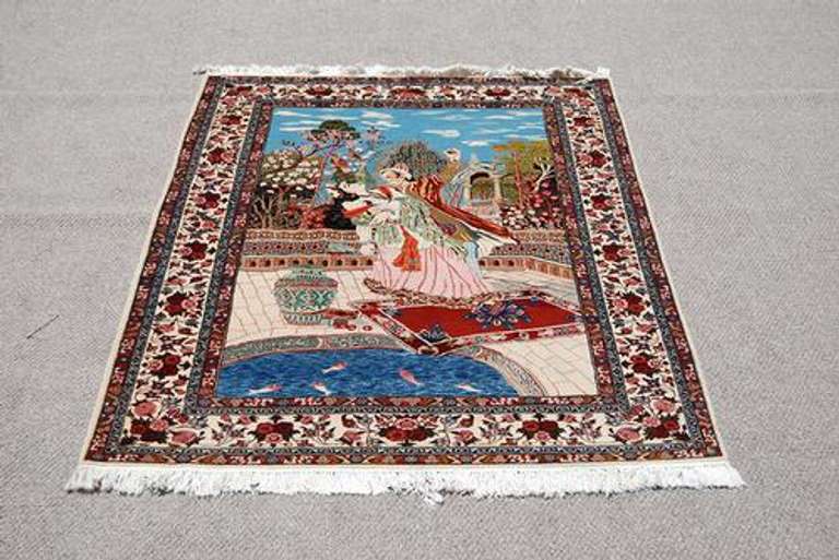 Splendid And Enchanting Fine Persian Sarouk Pictorial 4.5x6.5
