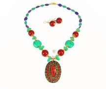 Attractive Ethnic Art Handcrafted Beaded Necklace Set