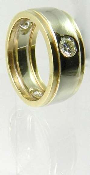 White & Yellow 14K Diamond Band