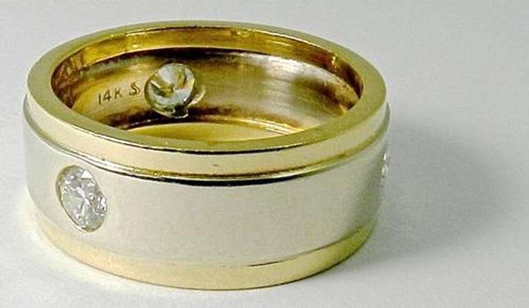 White & Yellow 14K Diamond Band