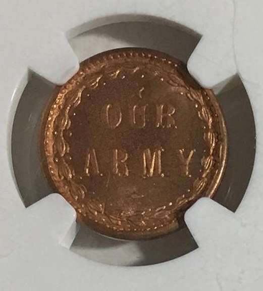 NGC MS66 RED Civil War Token F 51/334a Our Army