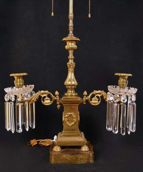 Converted 3 Arm Brass Candelabra Electric Table Lamp