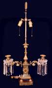 Converted 3 Arm Brass Candelabra Electric Table Lamp