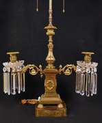 Converted 3 Arm Brass Candelabra Electric Table Lamp