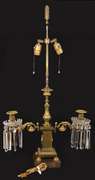 Converted 3 Arm Brass Candelabra Electric Table Lamp