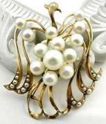 Vintage Stylized Bird Broach with Pearls