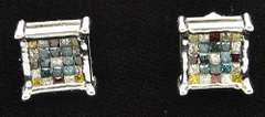Gorgeous 1 carat Multi-Colored Diamond Pair of Earrings