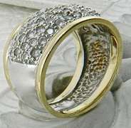 Fashionable Two tone diamond dome ring