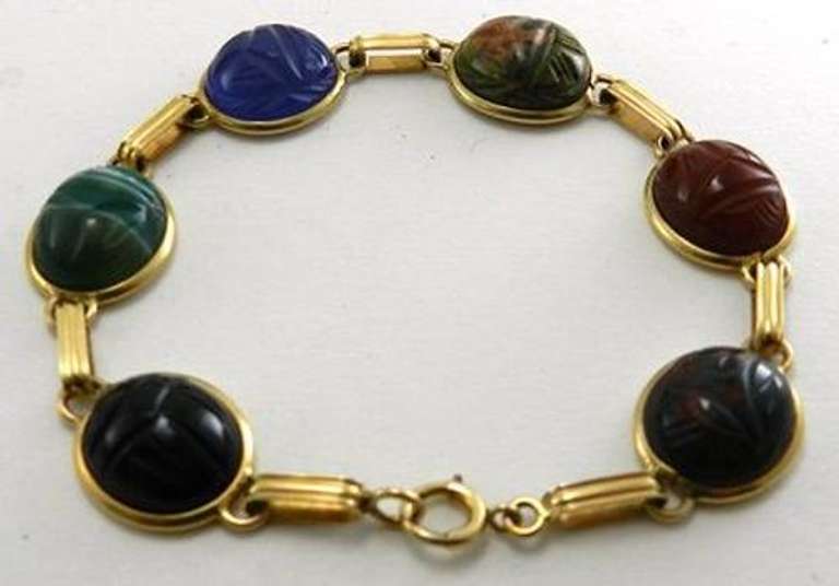 1950'S VINTAGE 14K SCARAB BRACELET