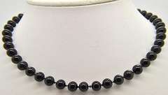Elegant Classic Ladies Onyx Necklace, 14kt Clasp