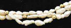 Ladies 14kt Gold Multi-Row Pearl Bracelet