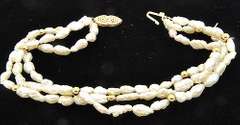Ladies 14kt Gold Multi-Row Pearl Bracelet