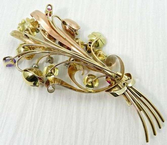 Tremendous Vintage Custom-Designed Floral Brooch