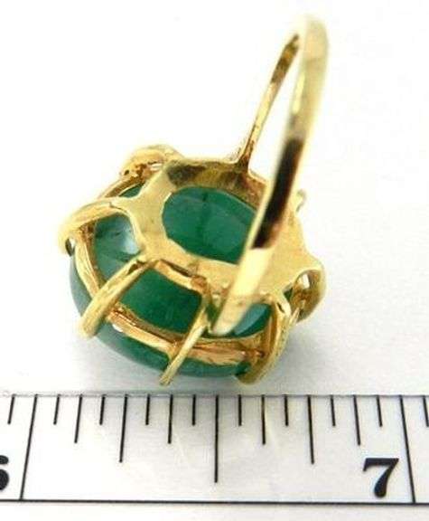 Natural Look Green Stone and Gold Ring