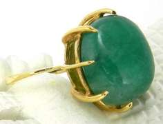 Natural Look Green Stone and Gold Ring
