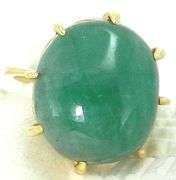 Natural Look Green Stone and Gold Ring