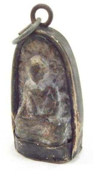 Antique Enlightened Thai Buddha Amulet Pendant 19th Century