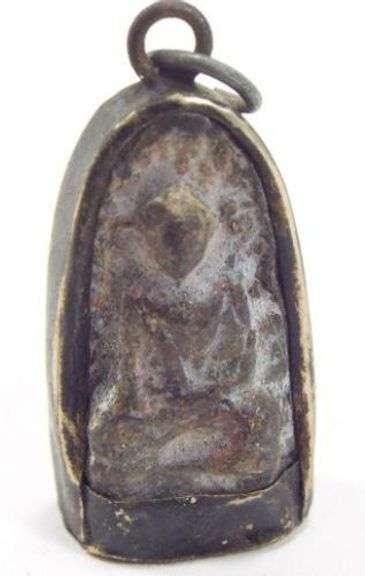 Antique Enlightened Thai Buddha Amulet Pendant 19th Century