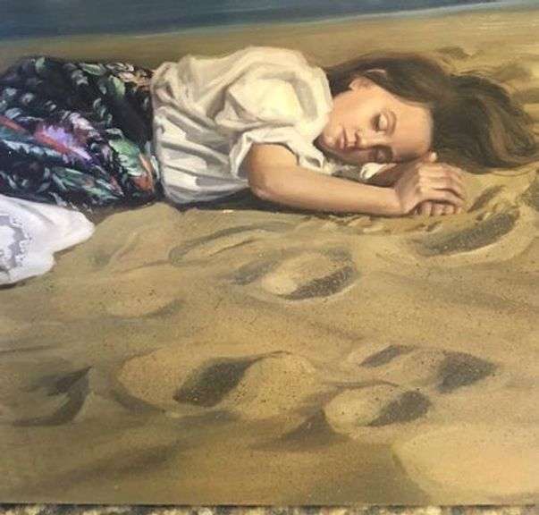 GIRL LYING ON THE BEACH BY ESPARZA