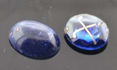 Set Of Two Blue Cabochon Loose Gemstones, 8.90ctw