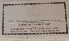 1998 2 pc Kennedy Memorial Silver Dol & Hf Dol