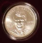1998 2 pc Kennedy Memorial Silver Dol & Hf Dol