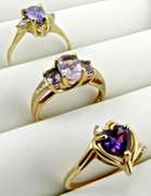 Group of 3 Gold and Amethyst Rings