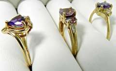 Group of 3 Gold and Amethyst Rings