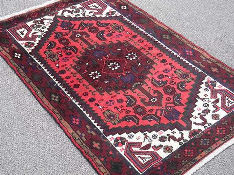 Nicely Contrasted Handmade Persian Hamadan 4.11X3.2