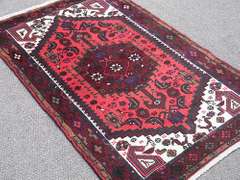 Nicely Contrasted Handmade Persian Hamadan 4.11X3.2