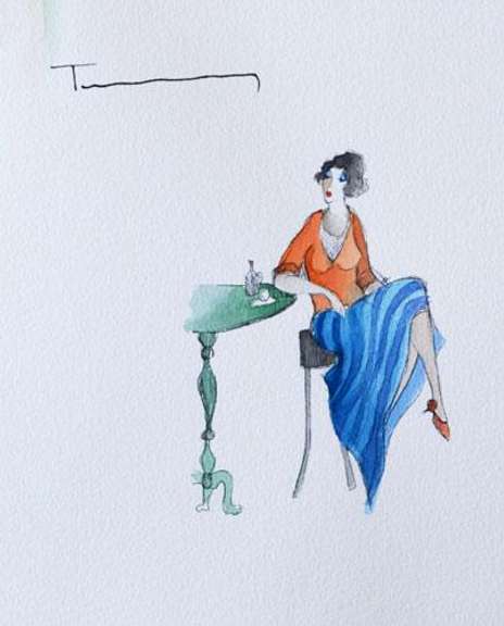 Original Signed Itzchak Tarkay Watercolor