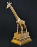 Collectible Vintage 18 Inch Heavy Brass Giraffe Statue on Pedestal