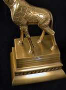 Collectible Vintage 18 Inch Heavy Brass Giraffe Statue on Pedestal