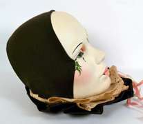 Rare Hand Painted Cast Molded Harlequin Girl Face