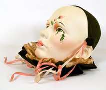 Rare Hand Painted Cast Molded Harlequin Girl Face
