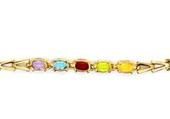 Contemporary 14K Yellow Gold Bracelet With Multi Color Gemstones