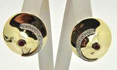 Designer Ruby, Diamond, & 14kt Gold Earrings