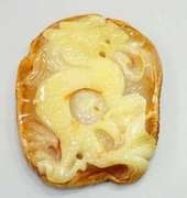 Natural Amber Carved Dragon Pendant, 6.25 gm.