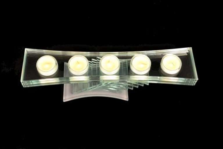Elegant Multi Layered Glass 5 Tea-Light Candle Tea Holder
