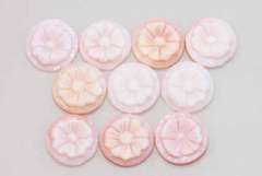 Natural Pink Shell Carved Flowers