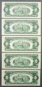 5 Consecutive US $2 Red Seal 1953 Choice CU Star Notes
